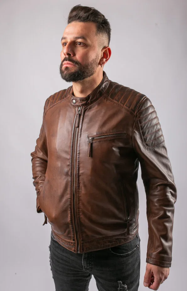 Madrid Brown Leather Jacket for Men