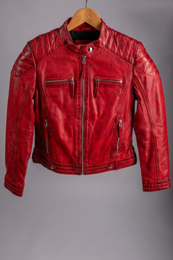Red Leather Jacket for Women