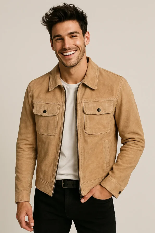Light Brown Leather Jacket for Men