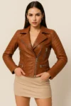 Blusão em Pele Bristol Brown