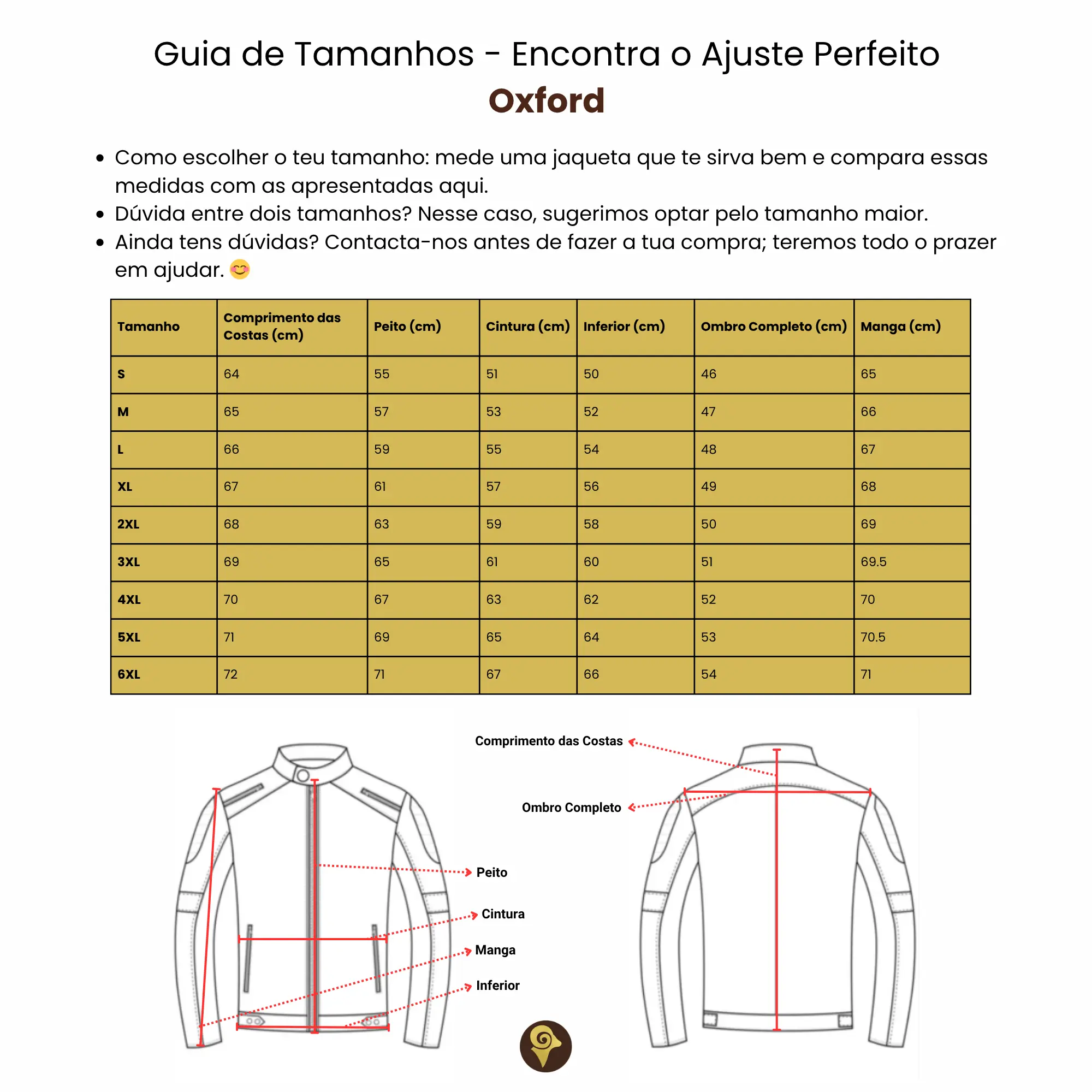 Oxford Size Guide