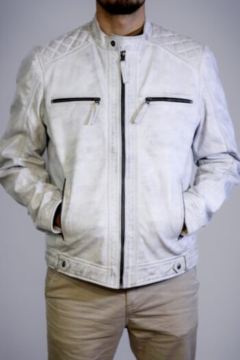 Blusão em pele Helsinki branco sujo