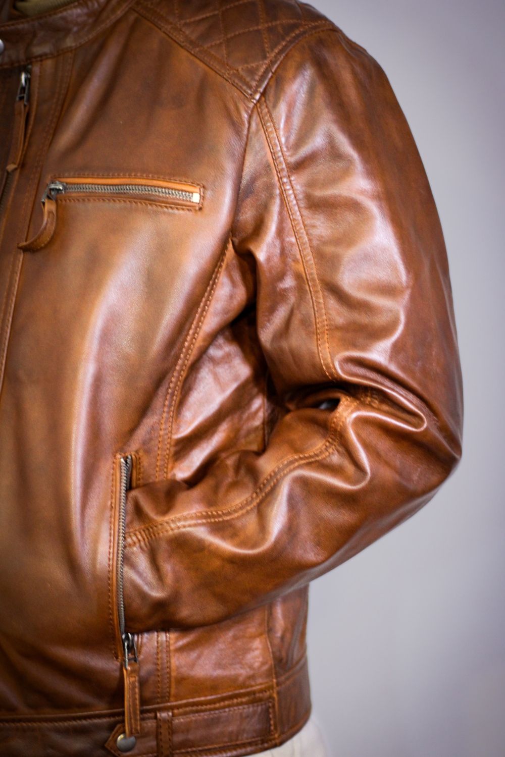 Blusão em pele Brujas antique