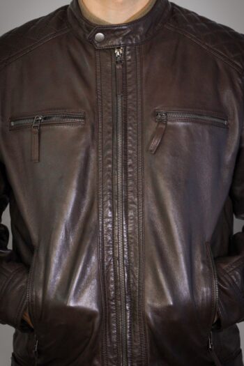 Blusão em pele Copenhague café