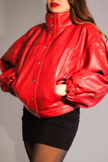 Blusão oversized em pele Vulkan vermelho