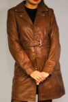 Casaco longo em pele Calafate castanho claro