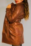 Casaco longo em pele Calafate castanho claro