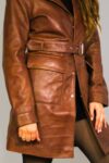 Casaco longo em pele Calafate castanho claro